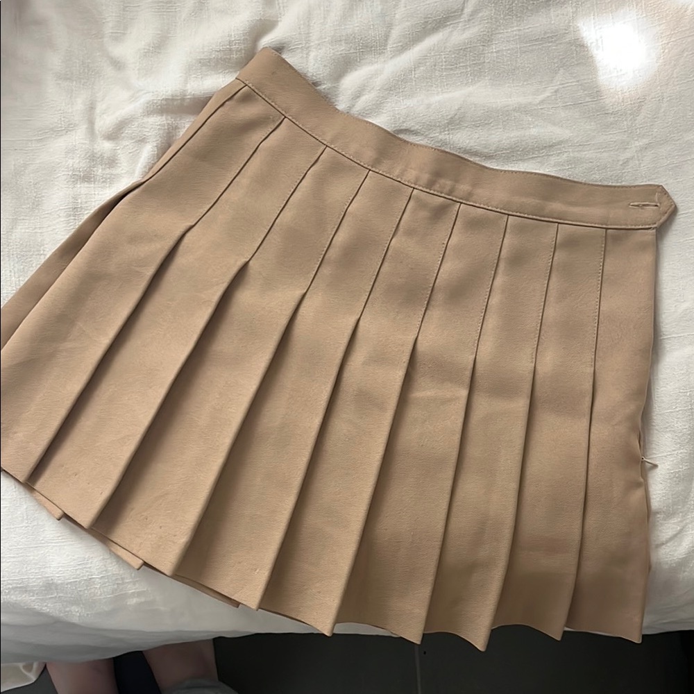 LA Apparel Tan Pleated Skirt